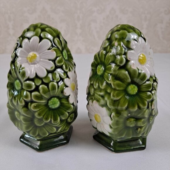 Vintage Ardco Daisy Ceramic Salt & Pepper Shaker Set 2 Piece Made In Japan - Picture 1 of 12